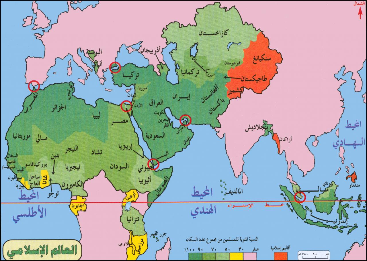 خريطة العالم العربي والاسلامي